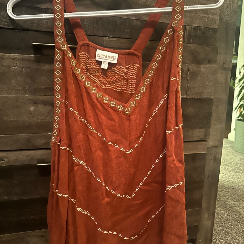 Red Embroidered Tank Top